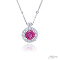 Pink Sapphire &amp; Round Diamond Pendant Round Cut 2.47 ct.