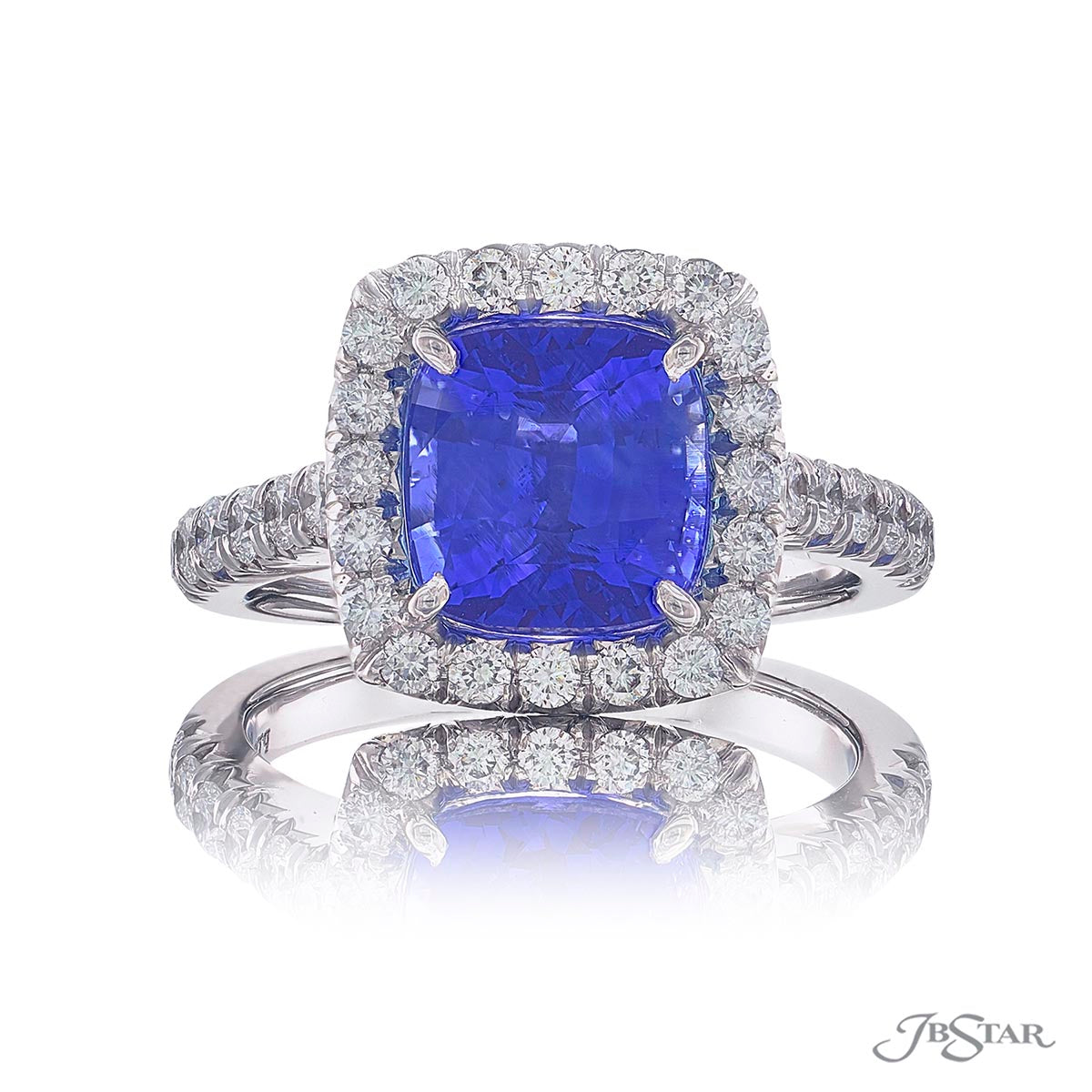 Sapphire &amp; Diamond Ring 4.43 ct. Cushion Cut Micro Pave