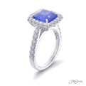 Sapphire &amp; Diamond Ring 4.43 ct. Cushion Cut Micro Pave