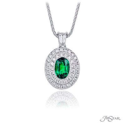 Emerald &amp; Diamond Pendant 1.03 ct Oval Cut