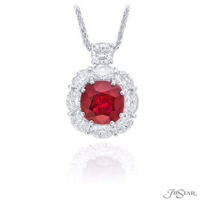 Burmese Ruby Pendant Cushion Cut 3.43 ct. CDC Certified