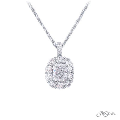 1.34 ct Radiant Cut and Round Diamond PendantNecklaces