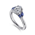 Gabriel & Co | Dani - 14K White Gold Round Diamond and Sapphire Engagement Ring