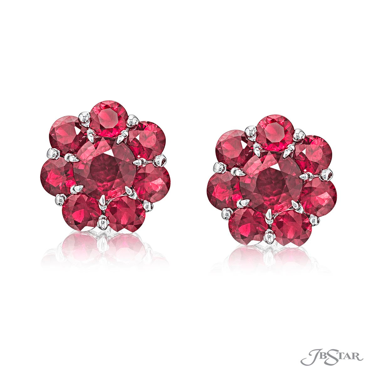 Flower Design Ruby Stud Earrings 2.47 ctw.