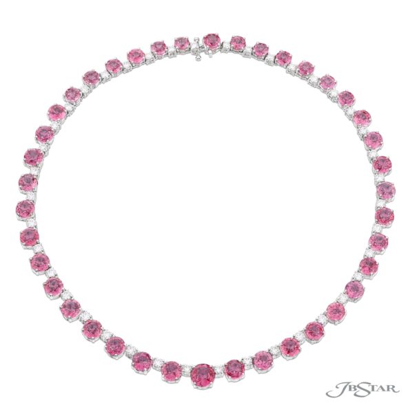 Pink Sapphire &amp; Diamond Necklace Round 58.42 ctw.