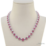 Pink Sapphire &amp; Diamond Necklace Round 58.42 ctw.