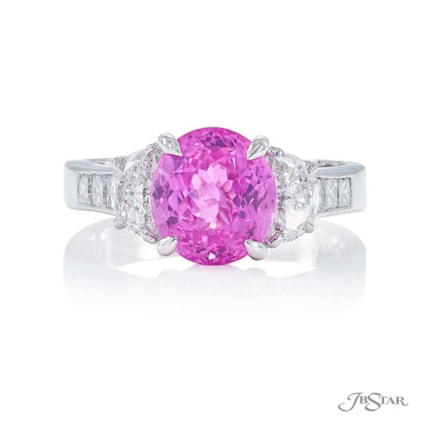 2.85 ct. Oval Pink sapphire and Diamond Ring