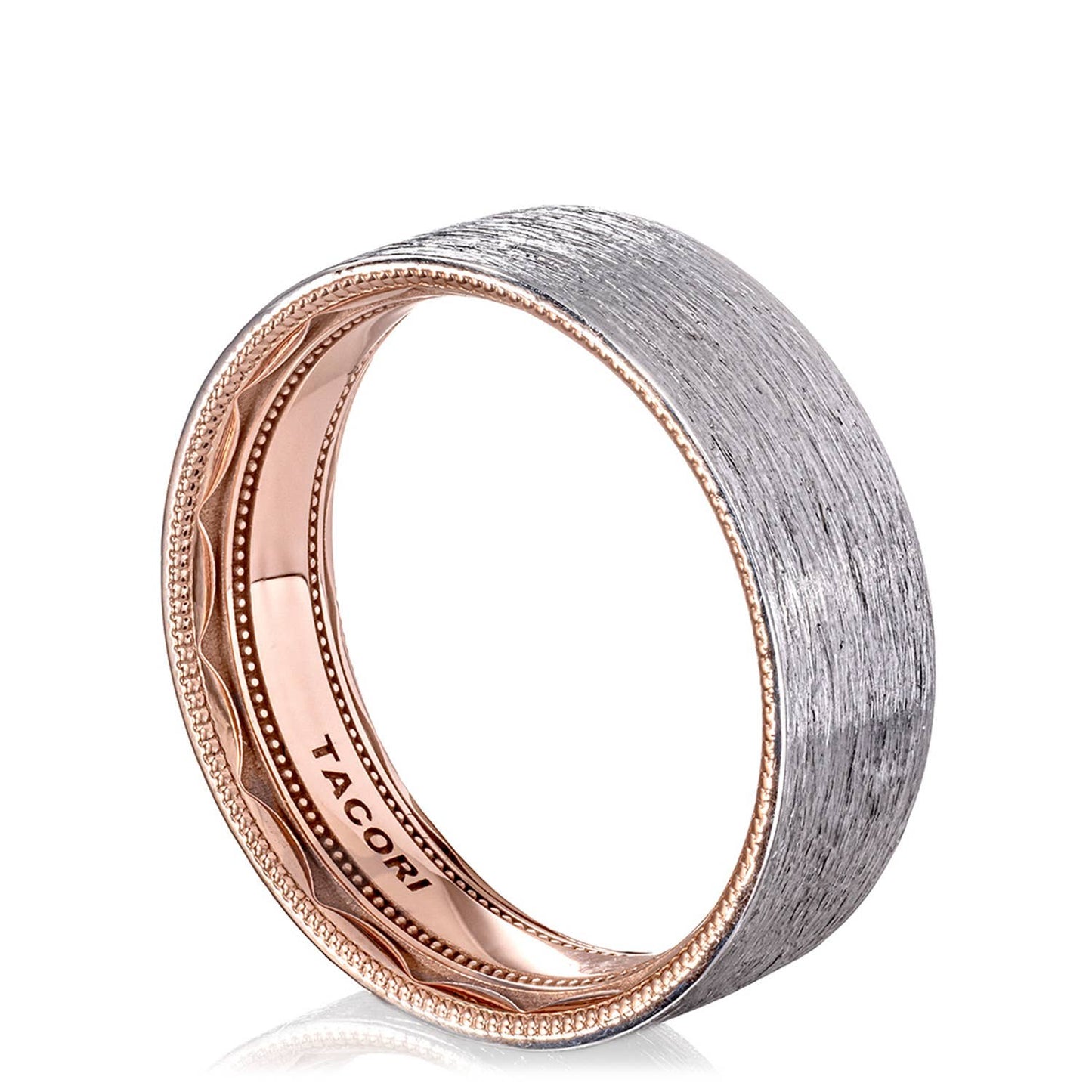 Classic Two-Tone Flat in Brushed Finish Wedding Band