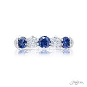 Round Sapphire &amp; Diamond Wedding Platinum Band