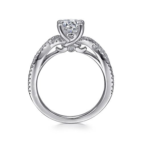 Gabriel & Co | Gina - 14K White Gold Round Twisted Diamond Engagement Ring