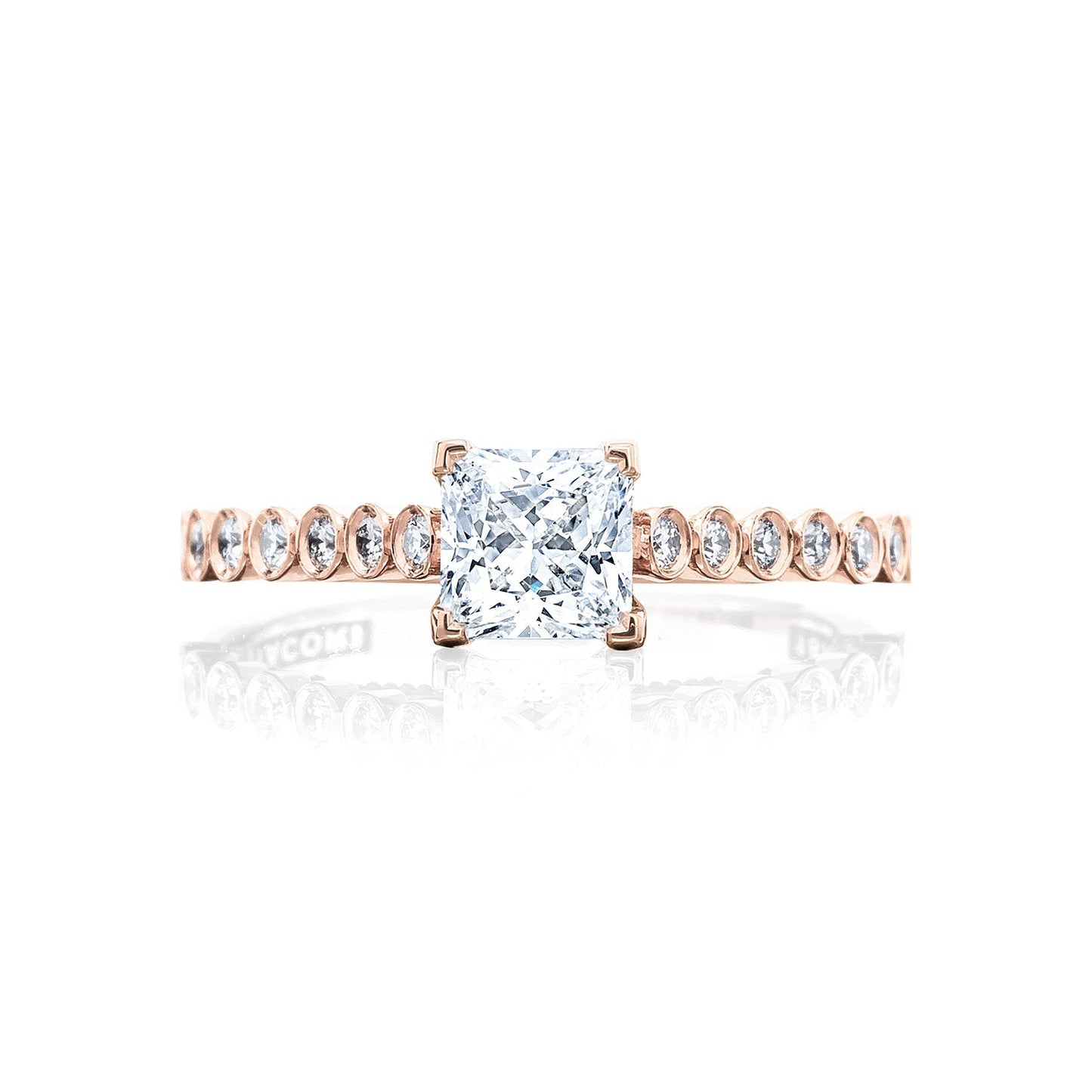 Tacori 18k Rose Gold Sculpted Crescent Princess Diamond Engagement Ring Setting (0.2 CTW)