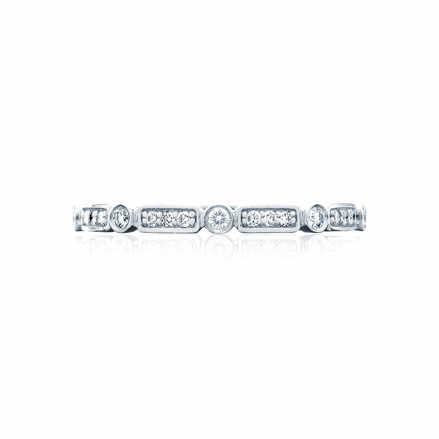 Tacori 18k White Gold Sculpted Crescent Diamond Wedding Band (0.15 CTW)