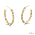 Fancy Yellow Diamond Hoop Earrings Round Cut 18KY Gold