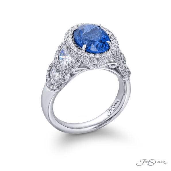 4.21 ct Oval Sri Lanken Sapphire and Diamond Ring Fancy Color