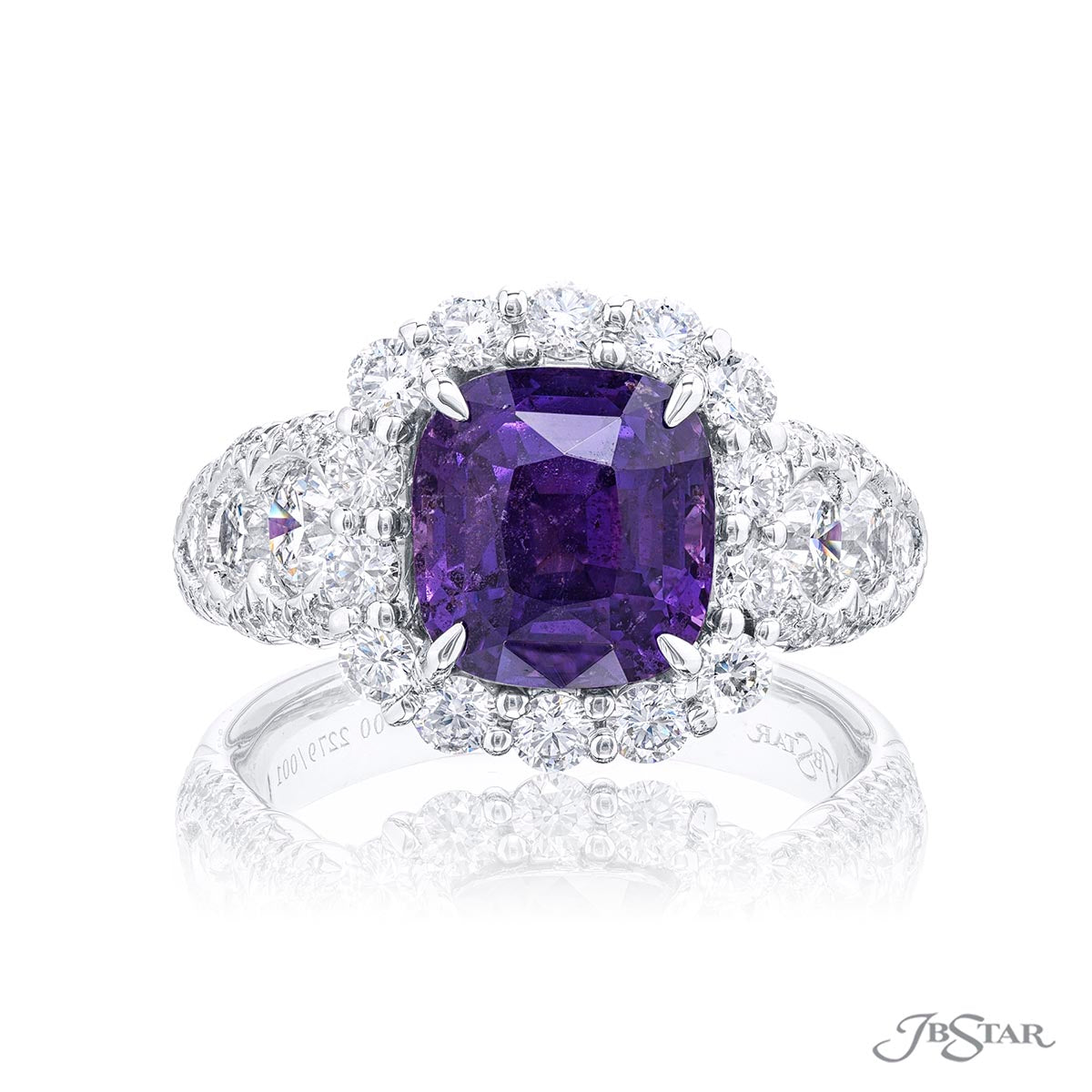 Purple Sapphire Ring CDC certified 4.62 ct. Cushion Cut