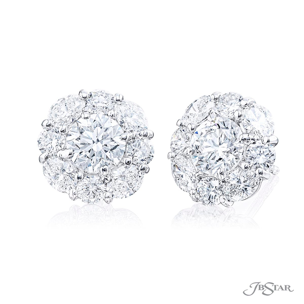 Diamond Stud Earrings Oval &amp; Round 1.40 ctw.