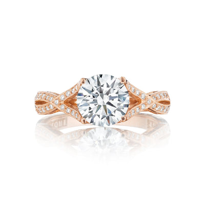 Tacori 18k Rose Gold Ribbon Round Diamond Engagement Ring Setting (0.75 CTW)