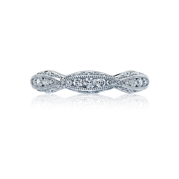 Tacori 18k White Gold Classic Crescent Diamond Wedding Band (0.87 CTW)