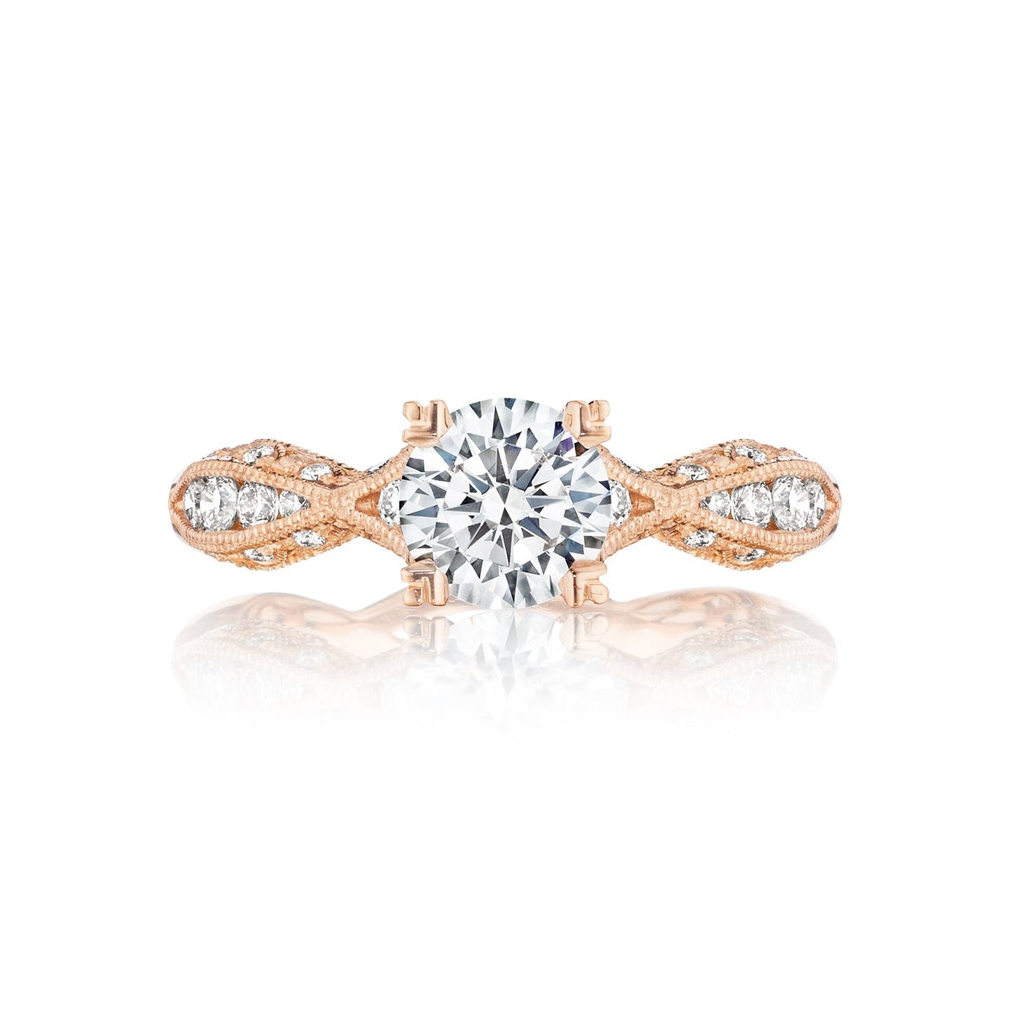 Tacori 18k Rose Gold Classic Crescent Round Diamond Engagement Ring Setting (0.41CTW)