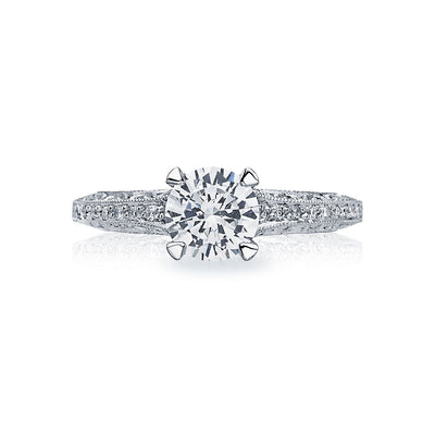 Tacori 18k White Gold Classic Crescent Round Diamond Engagement Ring Setting (0.22CTW)