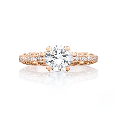 Tacori 18k Rose Gold Reverse Crescent Round Diamond Engagement Ring Setting (0.25 CTW)