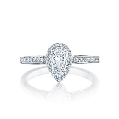 Tacori 18k White Gold Dantela Pear Diamond Engagement Ring Setting (0.26 CTW)