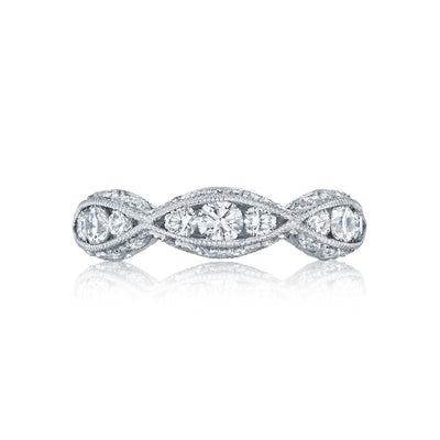 Tacori 18k White Gold Classic Crescent Diamond Wedding Band (0.9 CTW)