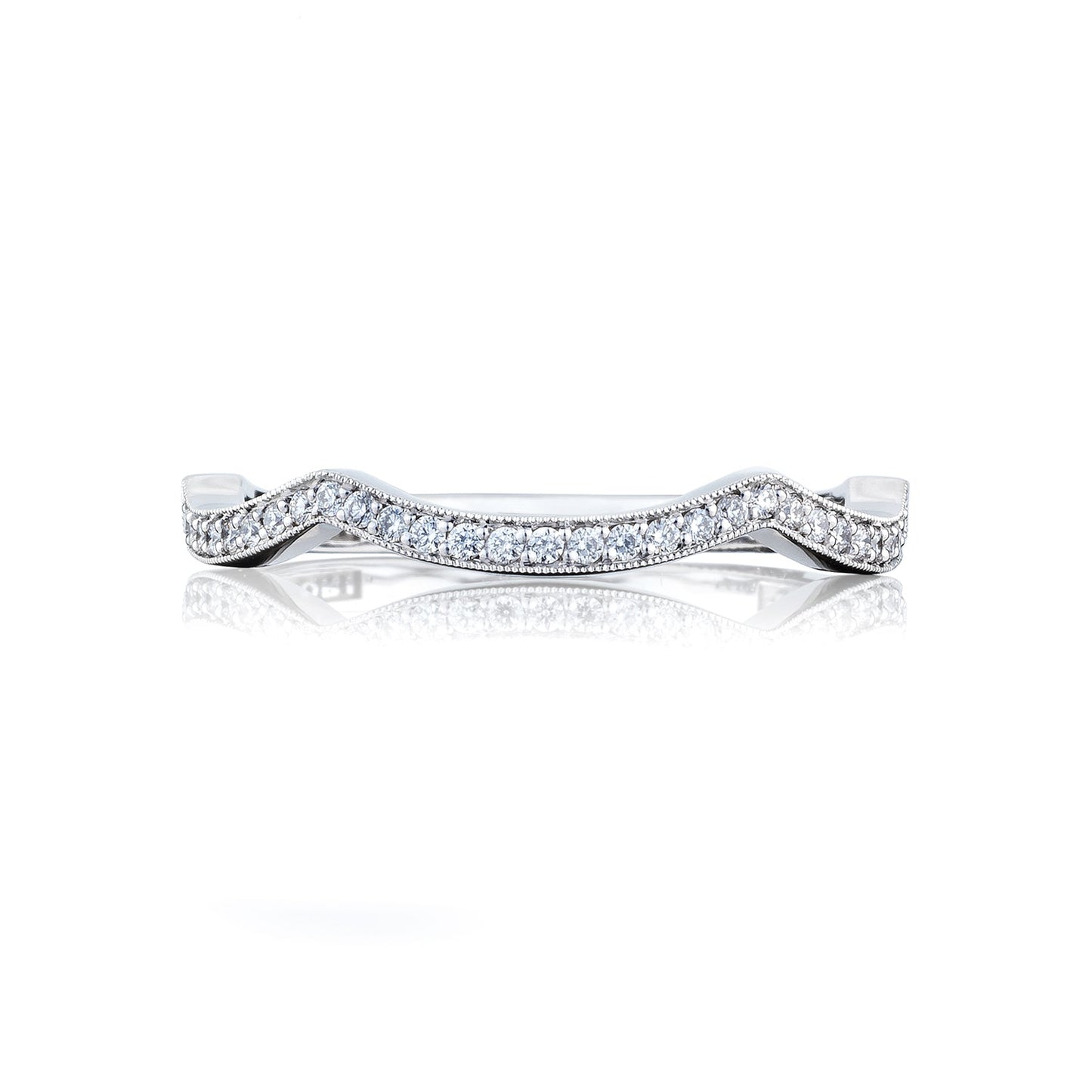 Tacori 18k White Gold Ribbon Diamond Wedding Band (0.15 CTW)