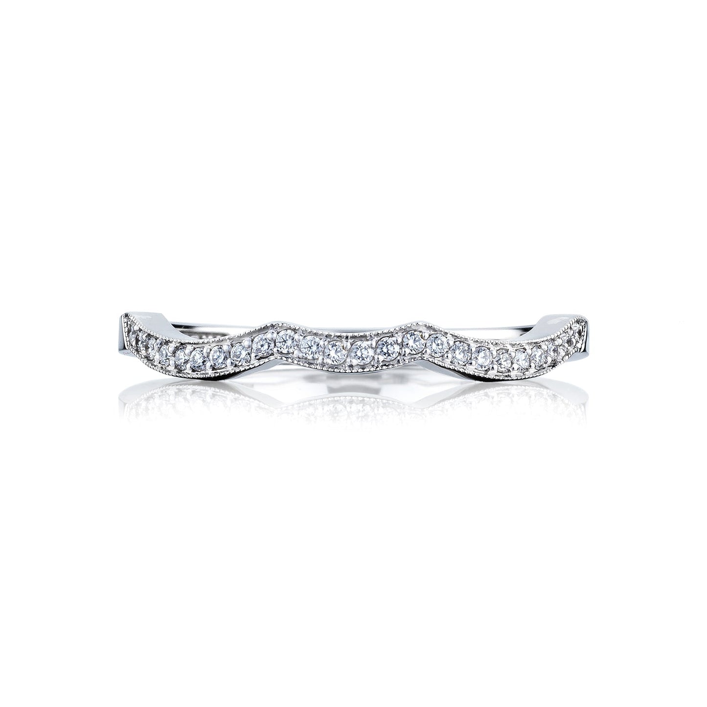 Tacori 18k White Gold Ribbon Diamond Wedding Band (0.12 CTW)