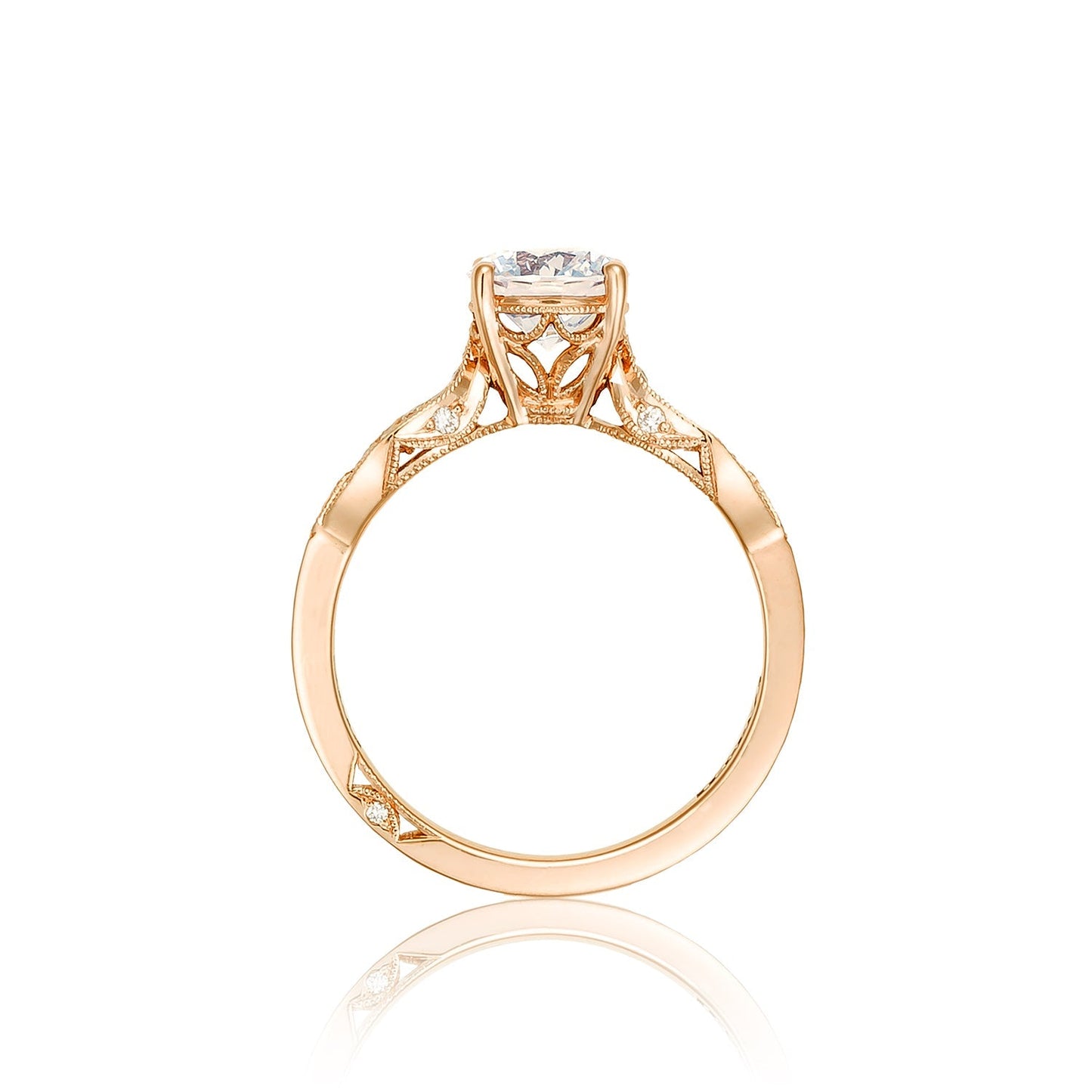 Tacori 18k Rose Gold Ribbon Round Diamond Engagement Ring Setting (0.3 CTW)