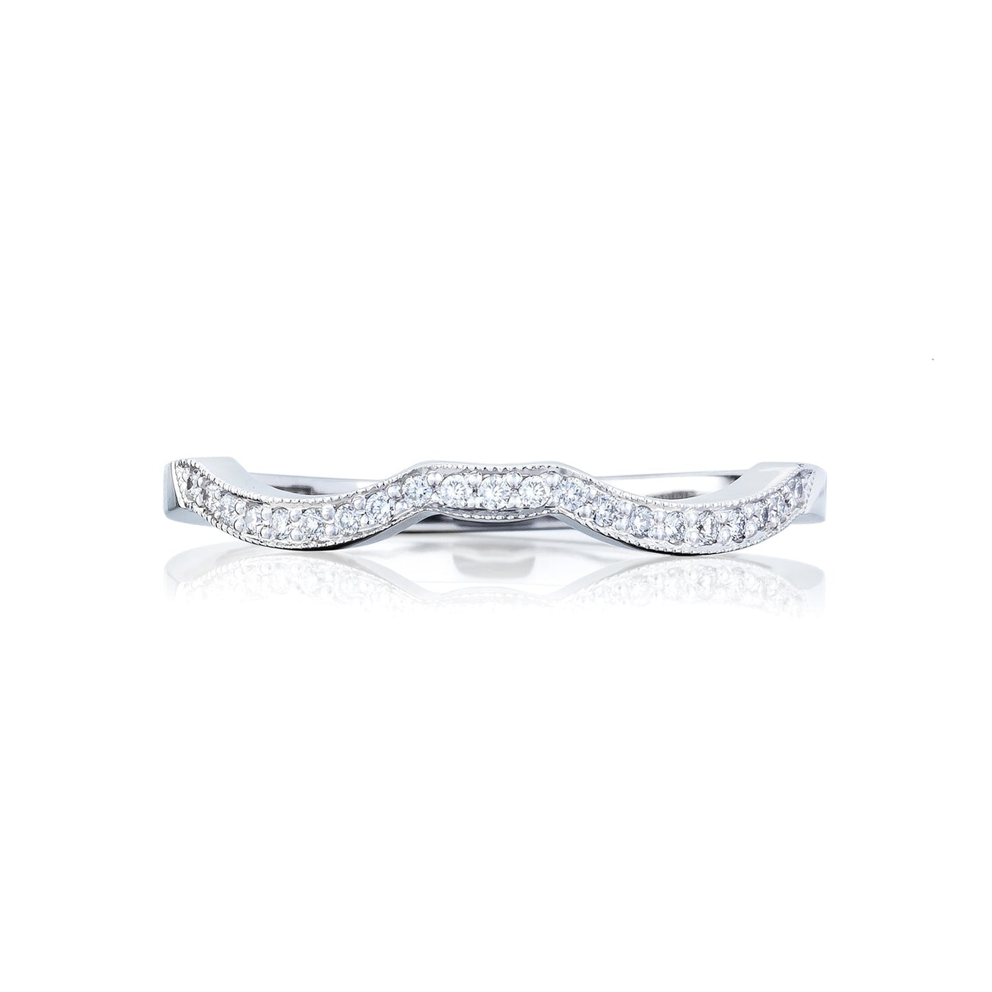 Tacori 18k White Gold Ribbon Diamond Wedding Band (0.1 CTW)