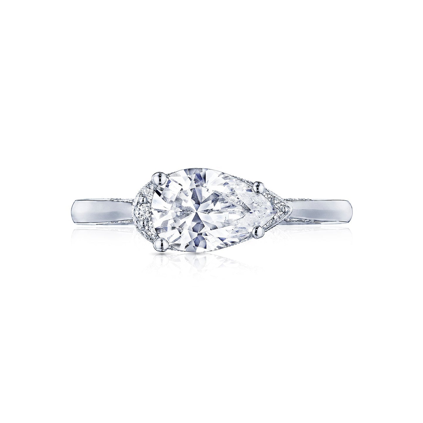 Tacori 18k White Gold Simply Tacori Pear Diamond Engagement Ring Setting (0.13 CTW)