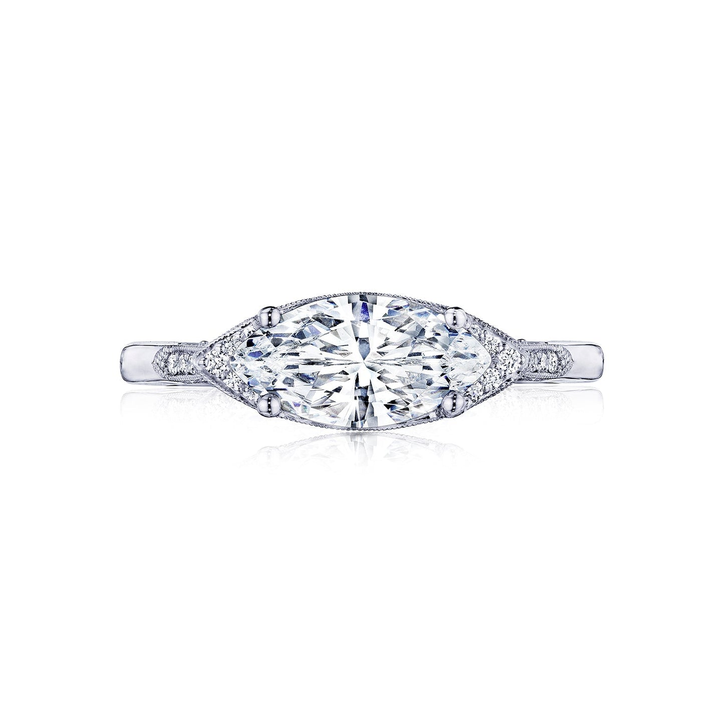 Tacori 18k White Gold Simply Tacori Marquise Diamond Engagement Ring Setting (0.14 CTW)