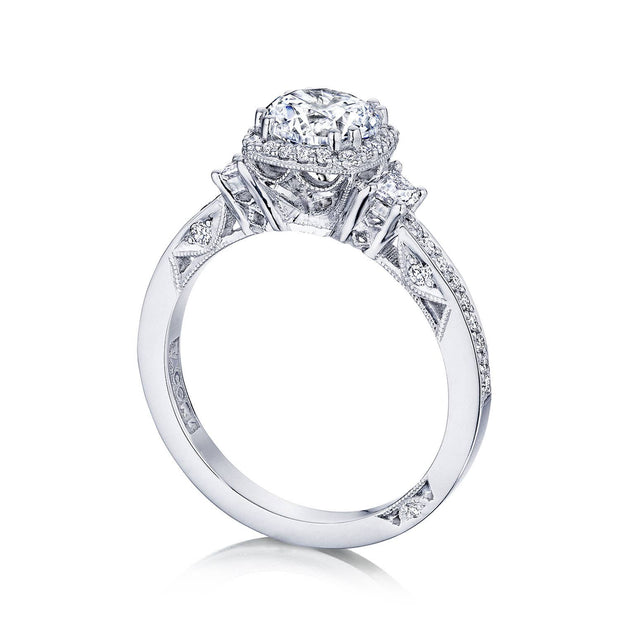 Round with Cushion 3-Stone Engagement Ring