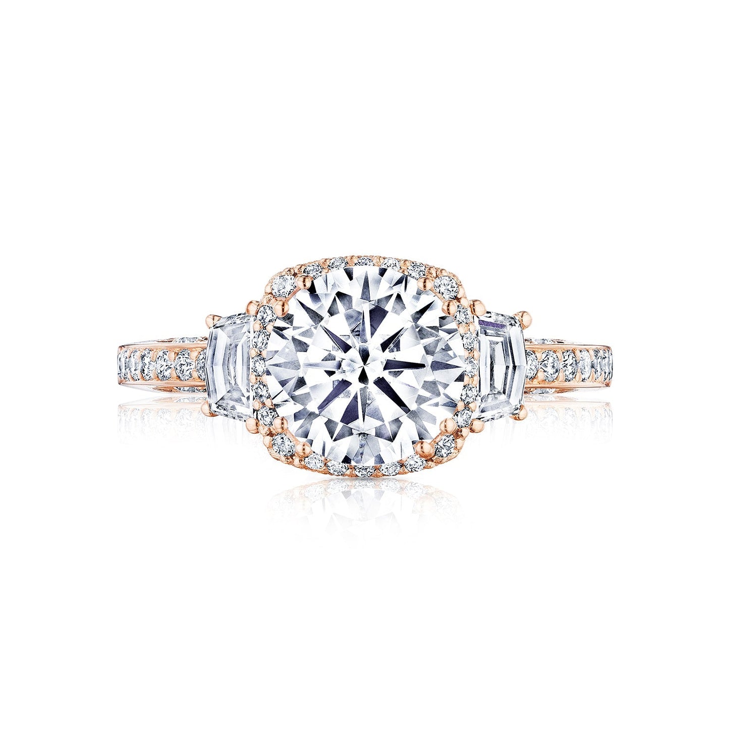 Tacori 18k Rose Gold Dantela Round Diamond Engagement Ring Setting (0.68 CTW)