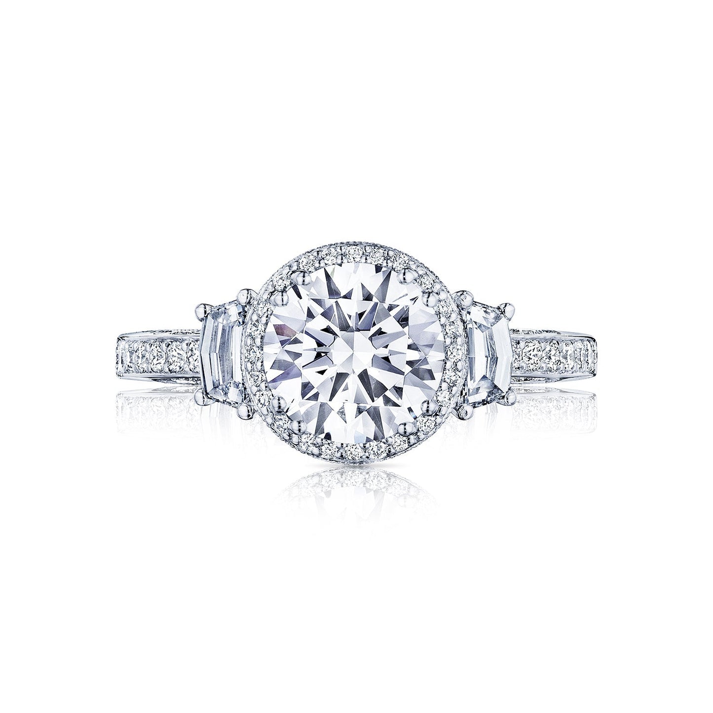 Tacori 18k White Gold Dantela Round Diamond Engagement Ring Setting (0.69 CTW)