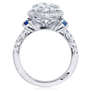 Pear 3-Stone Engagement Ring with Blue Sapphire