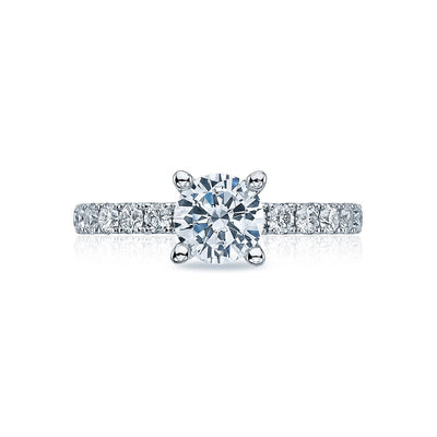 Tacori 18k White Gold Clean Crescent Round Diamond Engagement Ring Setting (0.6 CTW)