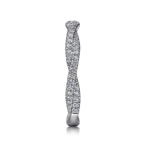 Gabriel & Co | 14K White Gold Diamond Pave Twisted Stackable Band