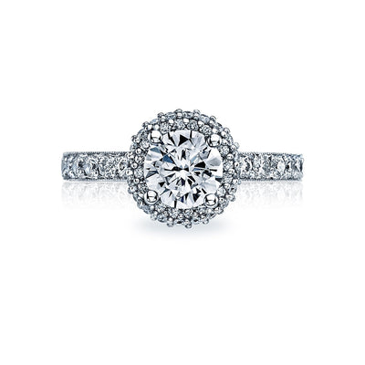 Tacori 18k White Gold Blooming Beauties White Gold Round Diamond Engagement Ring Setting (0.63 CTW)