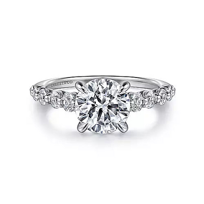 Gabriel & Co | 14K White Gold Round Diamond Engagement Ring