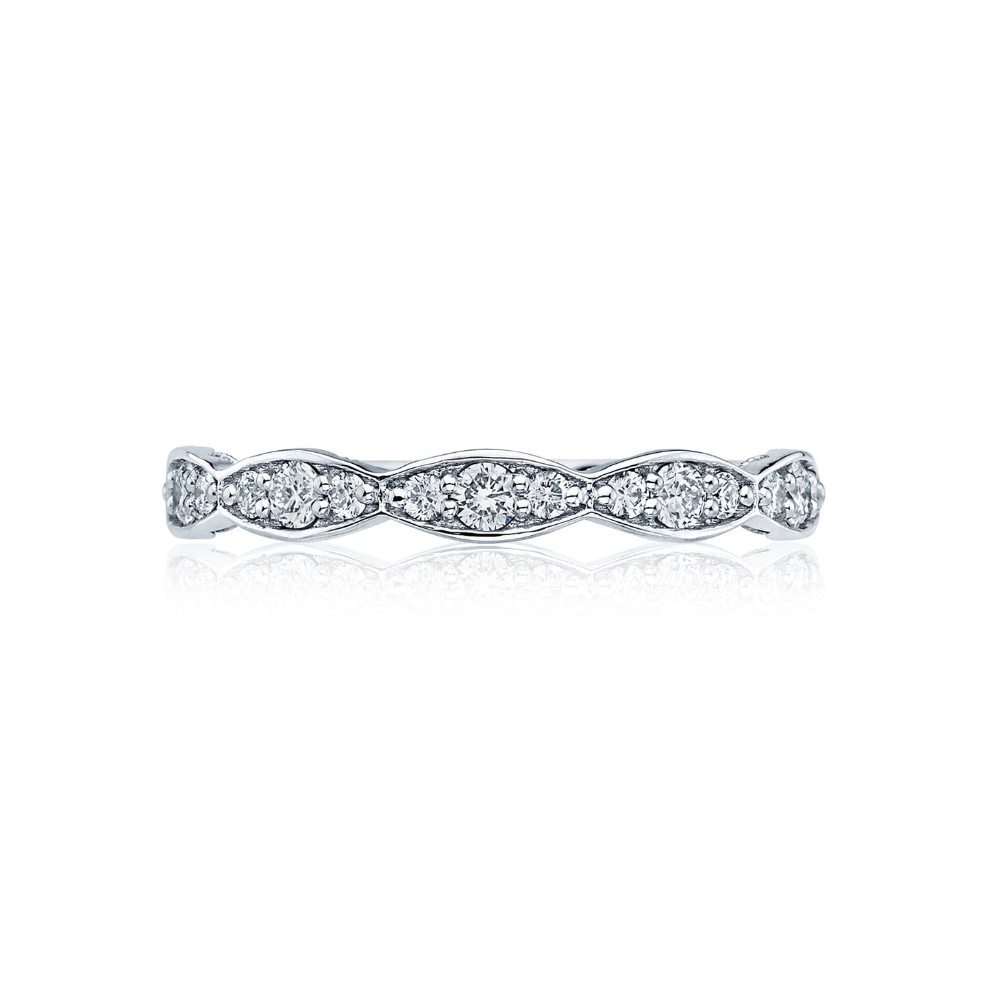 Tacori 18k White Gold Sculpted Crescent Diamond Wedding Band (0.3 CTW)