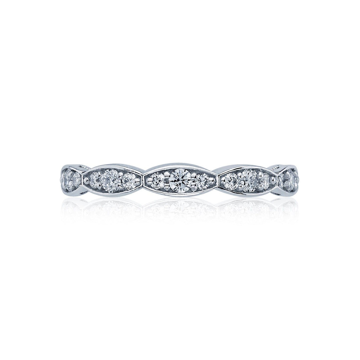 Tacori 18k White Gold Sculpted Crescent Diamond Eternity Wedding Band (0.6 CTW)