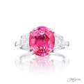 Pink Sapphire &amp; Diamond Ring 4.68 ct. Certified Oval Cut