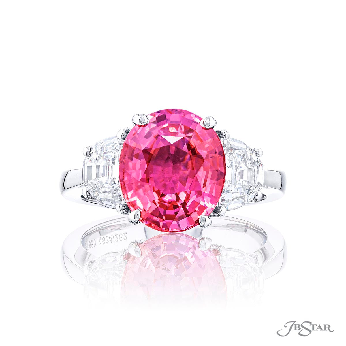 Pink Sapphire &amp; Diamond Ring 4.68 ct. Certified Oval Cut