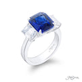 Sapphire &amp; Diamond Ring Emerald Cut 4.61 ct. CDC Certified