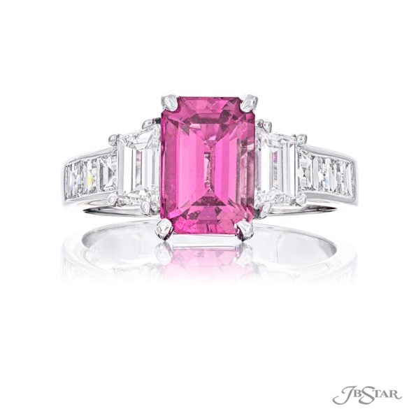 Ring featuring 2.16ct. emerald-cut pink sapphire