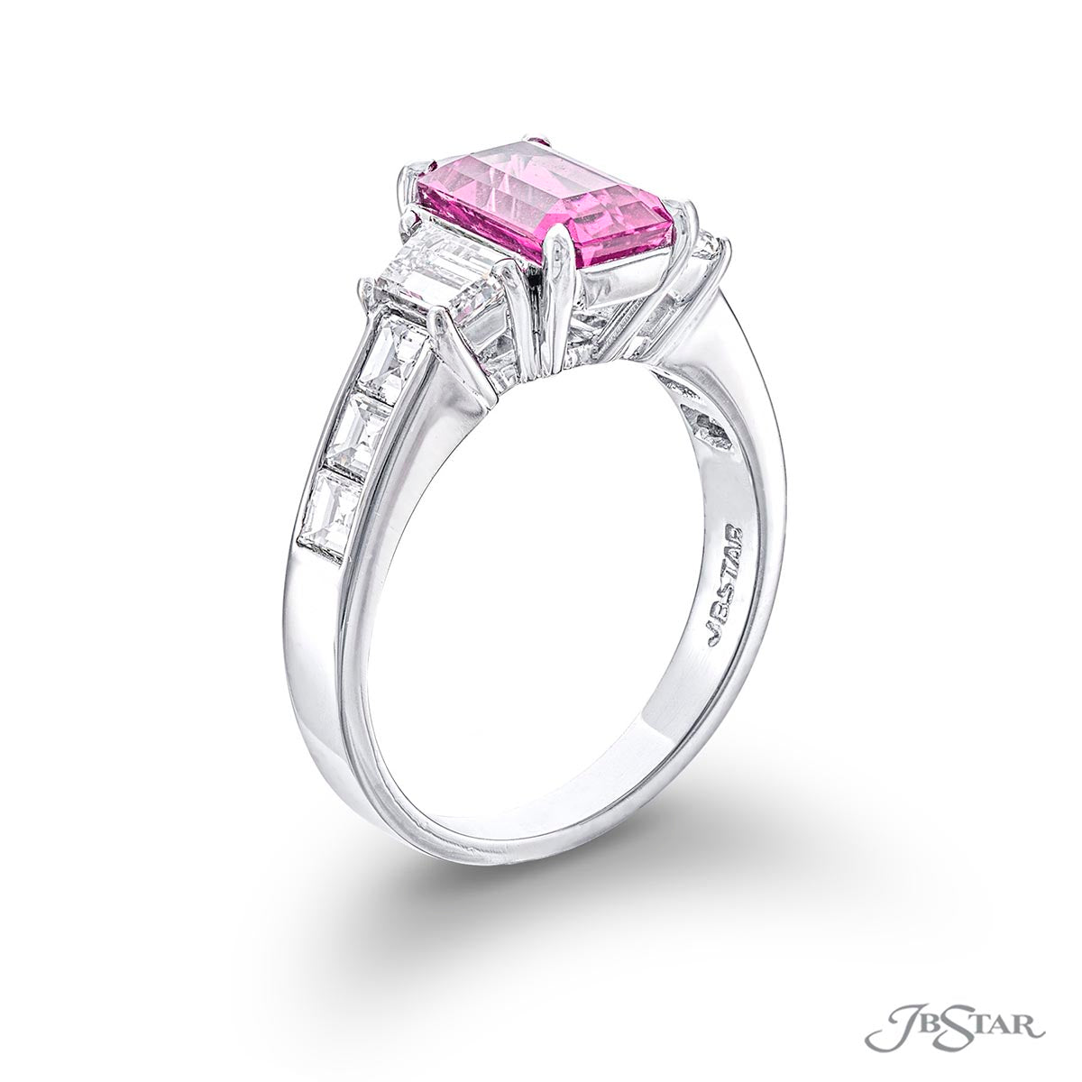 Ring featuring 2.16ct. emerald-cut pink sapphire