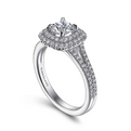 Gabriel & Co | Bette - 14K White Gold Round Double Halo Diamond Engagement Ring