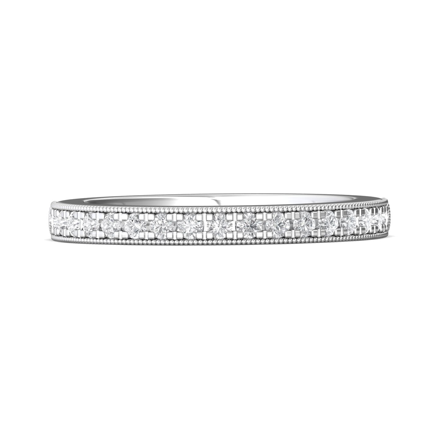 FlyerFit Micropave 14K White Gold Wedding Band